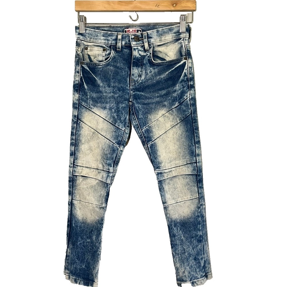 GS 115 Moto Skinny Bleach Faded Acid Wash Denim Jeans 8 Biker Street Grunge Y2K
